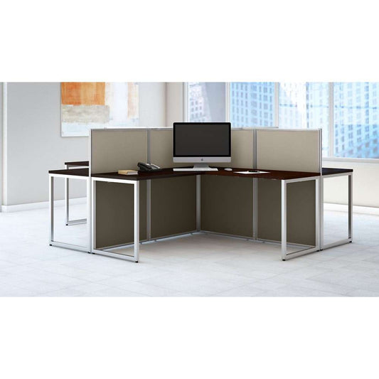 Bush Furniture - Easy Office 60W 4 Person L Shaped Cubicle Desk Workstation with 45H Panels in Mocha Cherry - EOD760MR-03K veiw 2