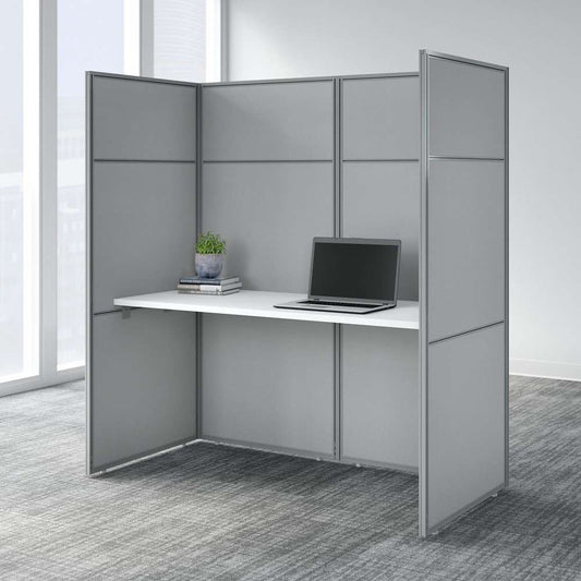 Bush Furniture - Easy Office 60W Cubicle Desk Workstation with 66H Closed Panels in Pure White - EODH260WH-03K veiw 2