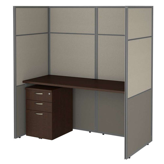 Bush Furniture - Easy Office 60W Cubicle Desk with File Cabinet and 66H Closed Panels Workstation in Mocha Cherry - EODH26SMR-03K veiw 1