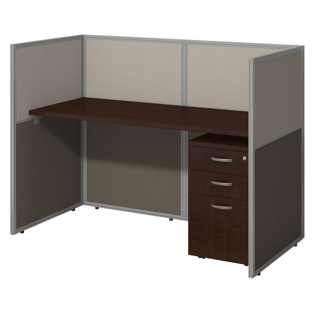 Bush Furniture - Easy Office 60W Cubicle Desk with File Cabinet and 45H Closed Panels Workstation in Mocha Cherry - EOD260SMR-03K veiw 1