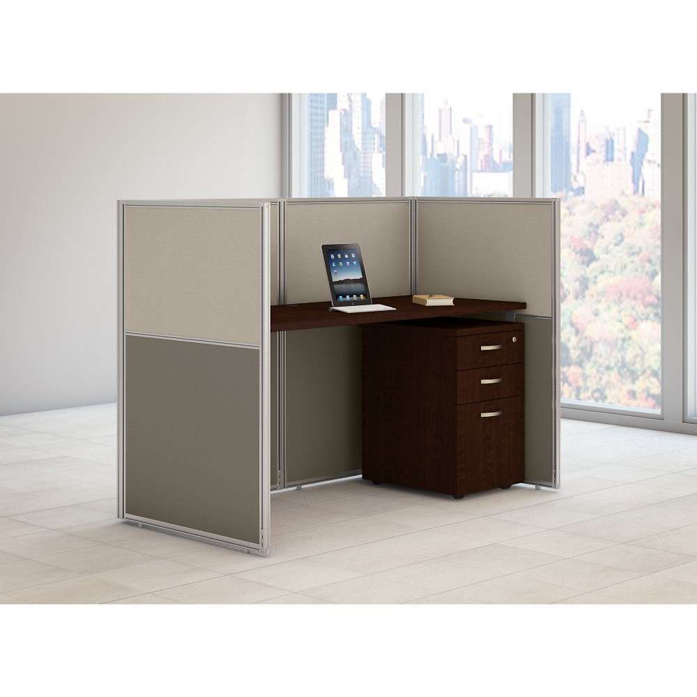 Bush Furniture - Easy Office 60W Cubicle Desk with File Cabinet and 45H Closed Panels Workstation in Mocha Cherry - EOD260SMR-03K veiw 2
