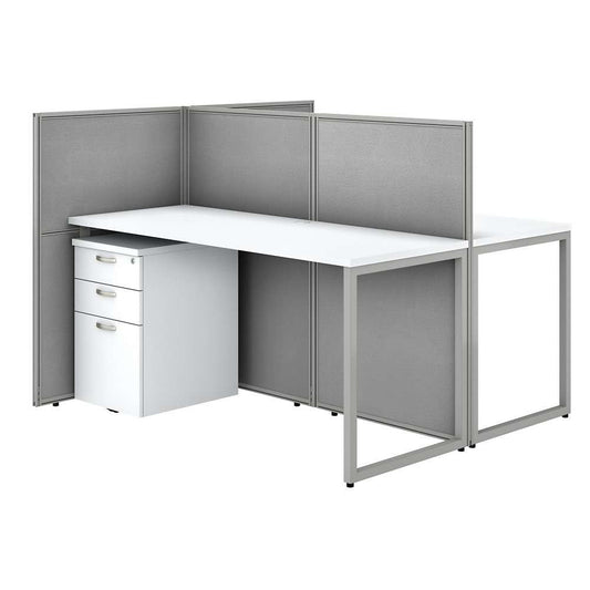 Bush Furniture - Easy Office 60W 2 Person Cubicle Desk with File Cabinets and 45H Panels in Pure White - EOD460SWH-03K veiw 1