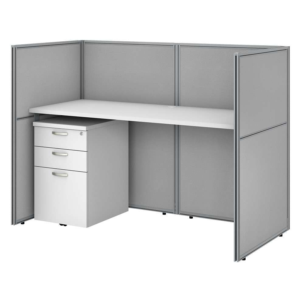 Bush Furniture - Easy Office 60W Cubicle Desk with File Cabinet and 45H Closed Panels Workstation in Pure White - EOD260SWH-03K veiw 1
