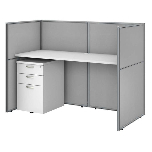 Bush Furniture - Easy Office 60W Cubicle Desk with File Cabinet and 45H Closed Panels Workstation in Pure White - EOD260SWH-03K veiw 1