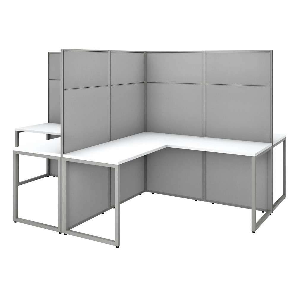 Bush Furniture - Easy Office 60W 4 Person L Shaped Cubicle Desk Workstation with 66H Panels in Pure White - EODH760WH-03K veiw 1