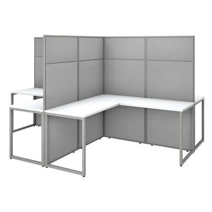 Bush Furniture - Easy Office 60W 4 Person L Shaped Cubicle Desk Workstation with 66H Panels in Pure White - EODH760WH-03K veiw 1