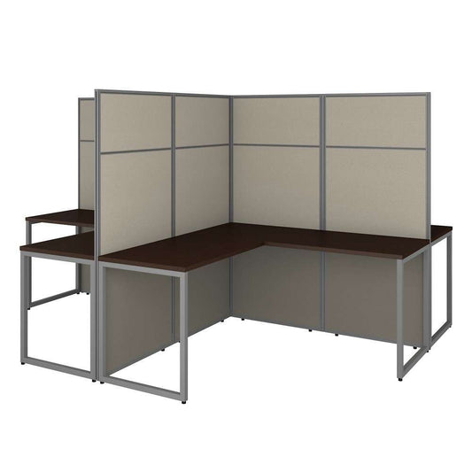 Bush Furniture - Easy Office 60W 4 Person L Shaped Cubicle Desk Workstation with 66H Panels in Mocha Cherry - EODH760MR-03K veiw 1
