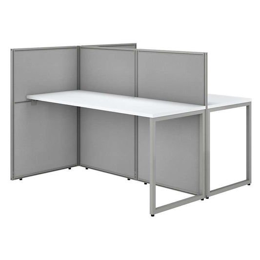 Bush Furniture - Easy Office 60W 2 Person Cubicle Desk Workstation with 45H Panels in Pure White - EOD460WH-03K veiw 1