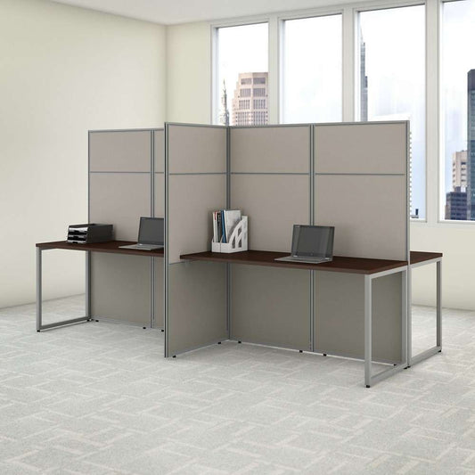 Bush Furniture - Easy Office 60W 4 Person Cubicle Desk Workstation with 66H Panels in Mocha Cherry - EODH660MR-03K veiw 2