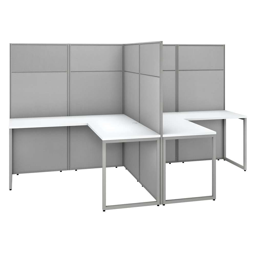 Bush Furniture - Easy Office 60W 2 Person L Shaped Cubicle Desk Workstation with 66H Panels in Pure White - EODH560WH-03K veiw 1