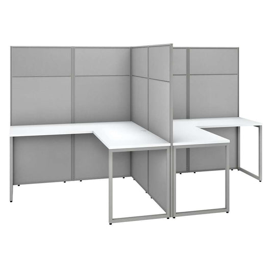 Bush Furniture - Easy Office 60W 2 Person L Shaped Cubicle Desk Workstation with 66H Panels in Pure White - EODH560WH-03K veiw 1