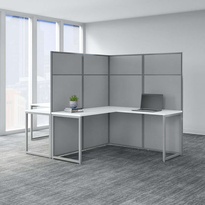 Bush Furniture - Easy Office 60W 2 Person L Shaped Cubicle Desk Workstation with 66H Panels in Pure White - EODH560WH-03K veiw 2