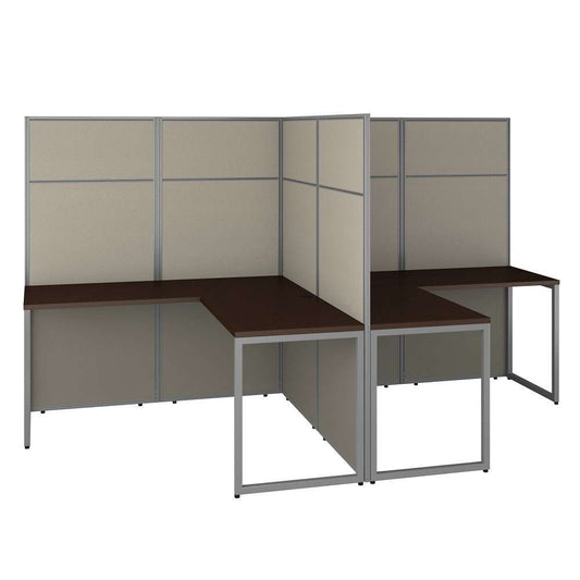 Bush Furniture - Easy Office 60W 2 Person L Shaped Cubicle Desk Workstation with 66H Panels in Mocha Cherry - EODH560MR-03K veiw 1