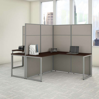 Bush Furniture - Easy Office 60W 2 Person L Shaped Cubicle Desk Workstation with 66H Panels in Mocha Cherry - EODH560MR-03K veiw 2
