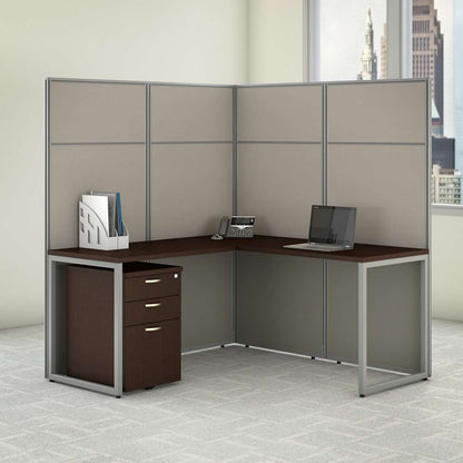 Bush Furniture - Easy Office 60W L Shaped Cubicle Desk with File Cabinet and 66H Panels in Mocha Cherry - EODH36SMR-03K veiw 2