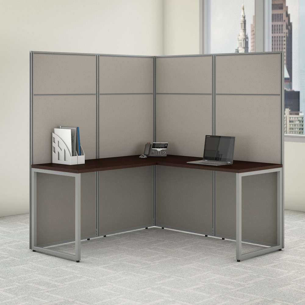 Bush Furniture - Easy Office 60W L Shaped Cubicle Desk Workstation with 66H Panels in Mocha Cherry - EODH360MR-03K veiw 2