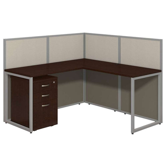 Bush Furniture - Easy Office 60W L Shaped Cubicle Desk with File Cabinet and 45H Panels in Mocha Cherry - EOD360SMR-03K veiw 1