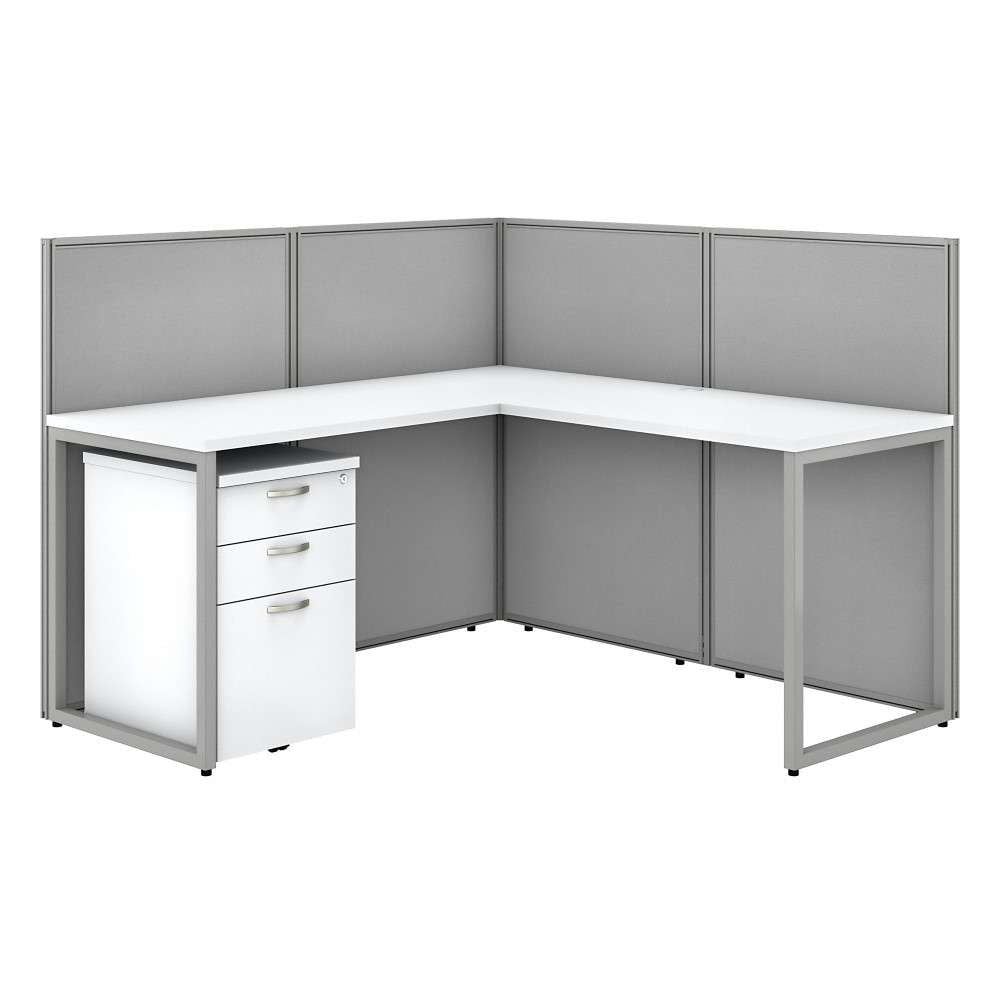 Bush Furniture - Easy Office 60W L Shaped Cubicle Desk with File Cabinet and 45H Panels in Pure White - EOD360SWH-03K veiw 1