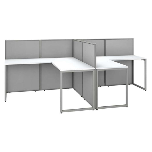 Bush Furniture - Easy Office 60W 2 Person L Shaped Cubicle Desk Workstation with 45H Panels in Pure White - EOD560WH-03K veiw 1