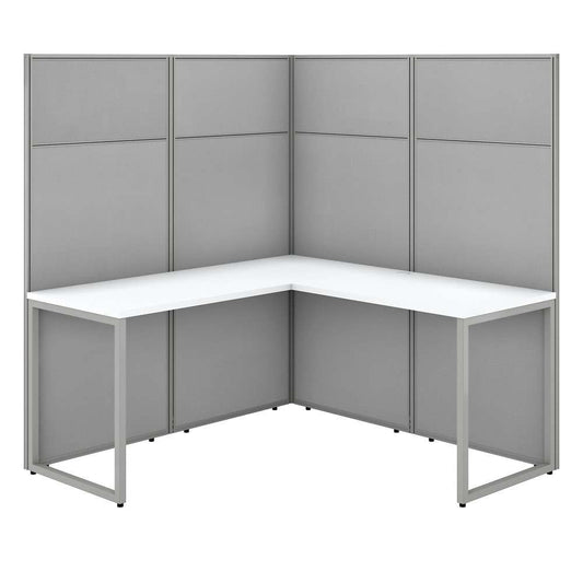 Bush Furniture - Easy Office 60W L Shaped Cubicle Desk Workstation with 66H Panels in Pure White - EODH360WH-03K veiw 1