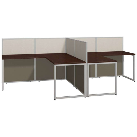 Bush Furniture - Easy Office 60W 2 Person L Shaped Cubicle Desk Workstation with 45H Panels in Mocha Cherry - EOD560MR-03K veiw 1