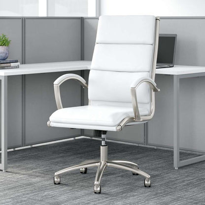 Bush Furniture - Easy Office High Back Leather Executive Chair in White - EO110WH veiw 2