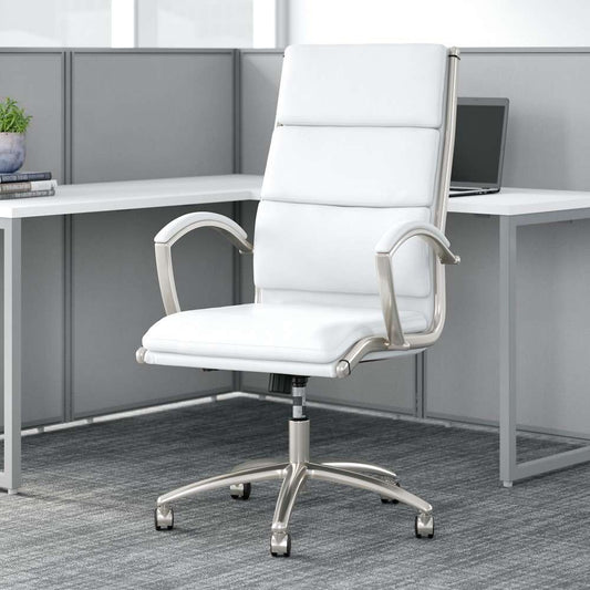Bush Furniture - Easy Office High Back Leather Executive Chair in White - EO110WH veiw 2