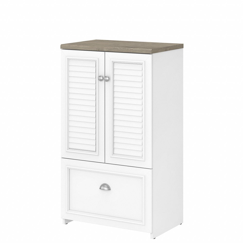 Bush Furniture - Fairview 2 Door Storage Cabinet with File Drawer in Pure White and Shiplap Gray - WC53680-03 veiw 1