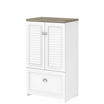 Bush Furniture - Fairview 2 Door Storage Cabinet with File Drawer in Pure White and Shiplap Gray - WC53680-03 veiw 1