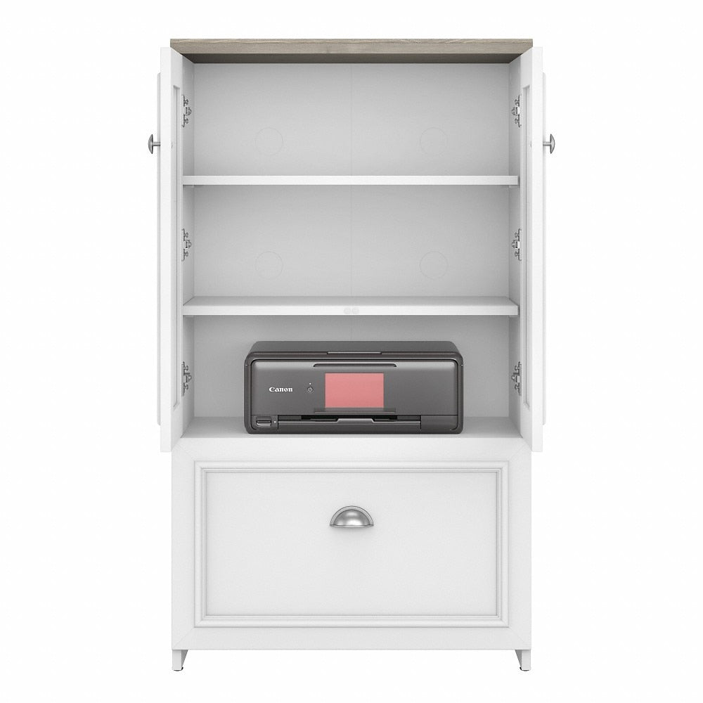 Bush Furniture - Fairview 2 Door Storage Cabinet with File Drawer in Pure White and Shiplap Gray - WC53680-03 veiw 4