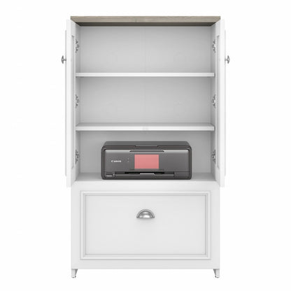 Bush Furniture - Fairview 2 Door Storage Cabinet with File Drawer in Pure White and Shiplap Gray - WC53680-03 veiw 4