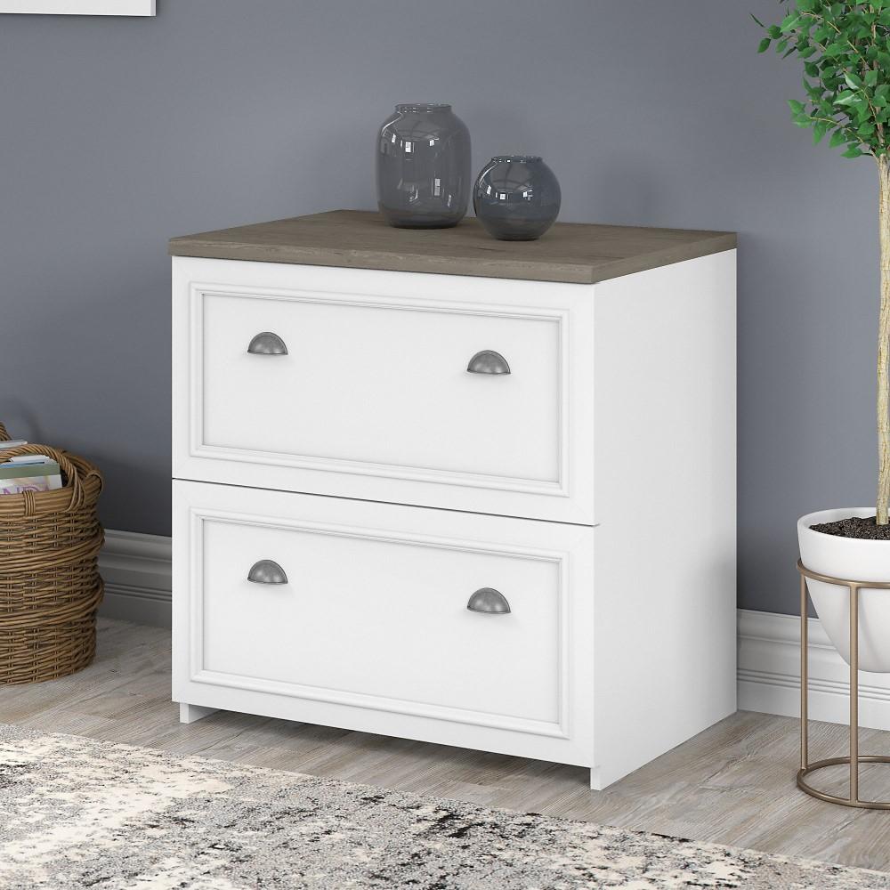 Bush Furniture - Fairview 2 Drawer Lateral File Cabinet in Pure White and Shiplap Gray - WC53681-03 veiw 2