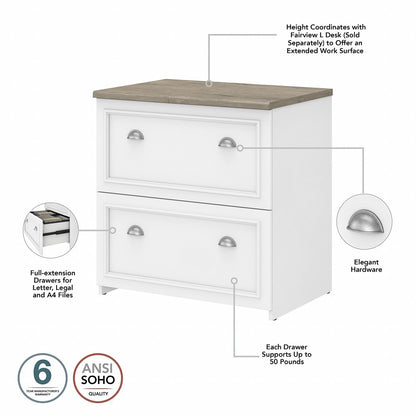 Bush Furniture - Fairview 2 Drawer Lateral File Cabinet in Pure White and Shiplap Gray - WC53681-03 veiw 3