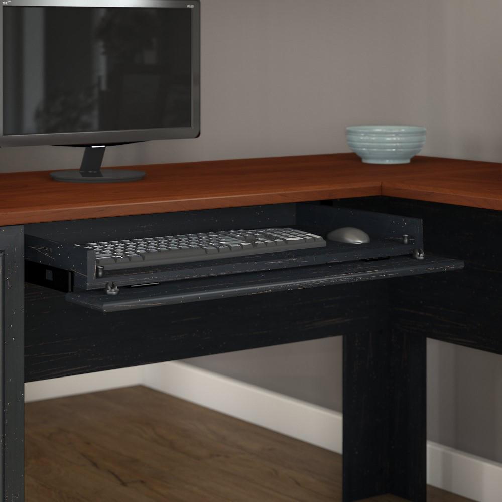 Bush Furniture - Fairview L Shaped Desk with Hutch in Antique Black - FV004AB veiw 3