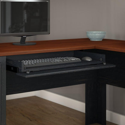 Bush Furniture - Fairview L Shaped Desk with Hutch in Antique Black - FV004AB veiw 3