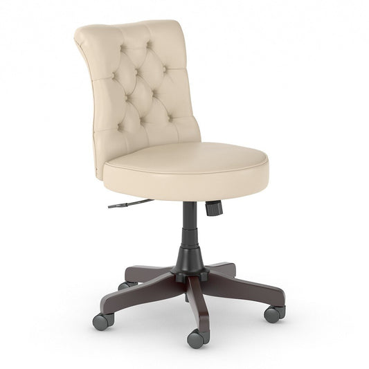 Bush Furniture - Fairview Mid Back Tufted Office Chair in Antique White Leather - FV018AW veiw 1