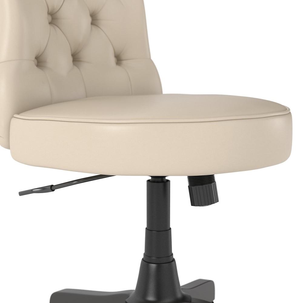 Bush Furniture - Fairview Mid Back Tufted Office Chair in Antique White Leather - FV018AW veiw 4