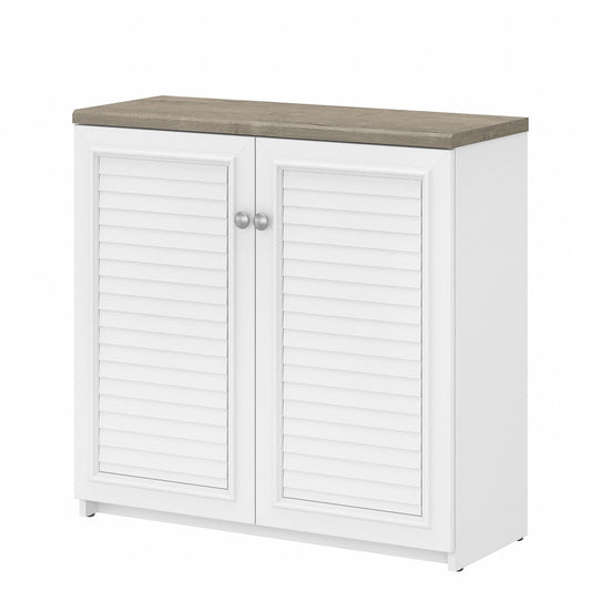 Bush Furniture - Fairview Small Storage Cabinet with Doors and Shelves in Pure White and Shiplap Gray - WC53696-03 veiw 1