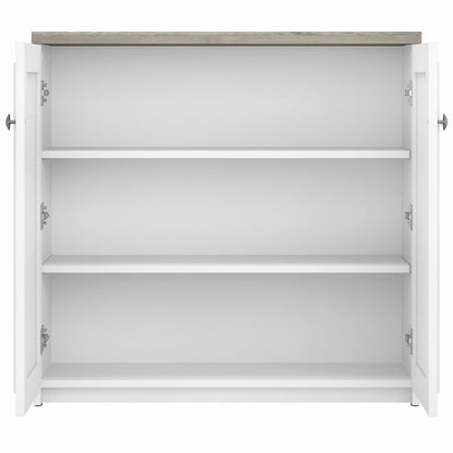 Bush Furniture - Fairview Small Storage Cabinet with Doors and Shelves in Pure White and Shiplap Gray - WC53696-03 veiw 4