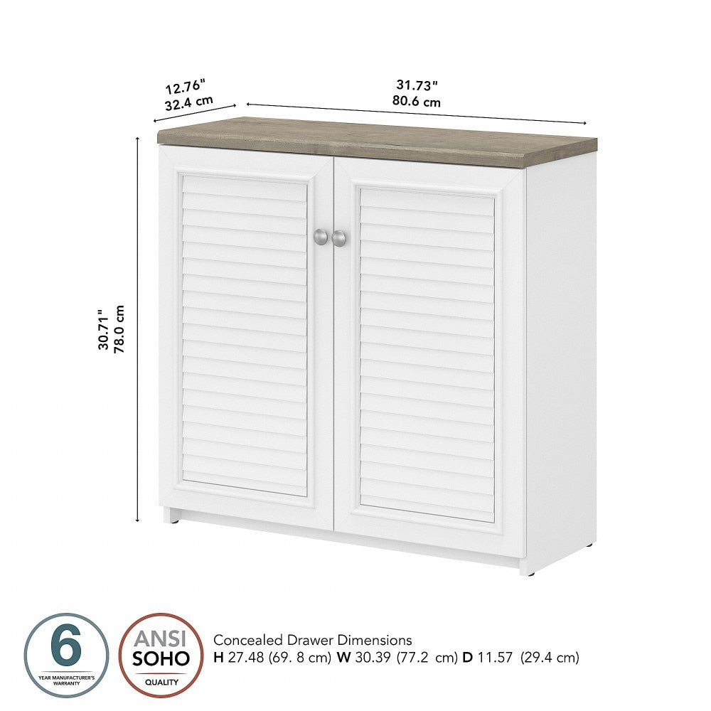 Bush Furniture - Fairview Small Storage Cabinet with Doors and Shelves in Pure White and Shiplap Gray - WC53696-03 veiw 6