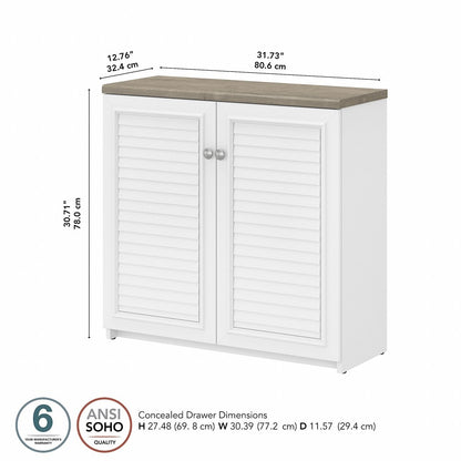 Bush Furniture - Fairview Small Storage Cabinet with Doors and Shelves in Pure White and Shiplap Gray - WC53696-03 veiw 6