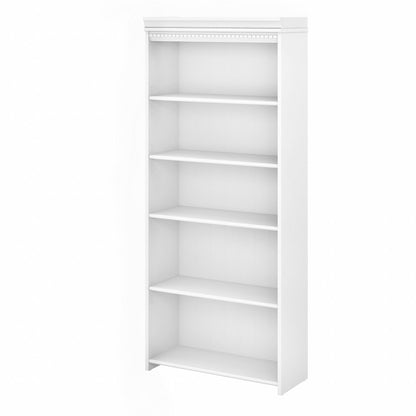 Bush Furniture - Fairview Tall 5 Shelf Bookcase in Pure White and Shiplap Gray - WC53665-03 veiw 1