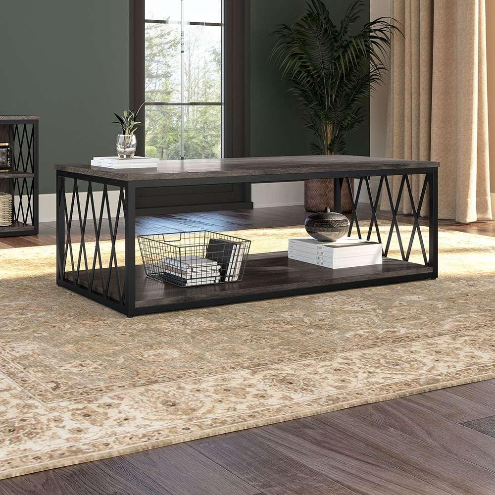 Bush Furniture - City Park Industrial Coffee Table in Dark Gray Hickory - CPT248GH-03 veiw 3