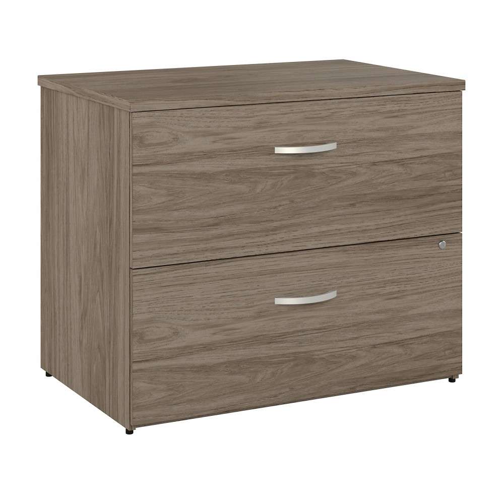 Bush Furniture - Hybrid 2 Drawer Lateral File Cabinet in Modern Hickory - Assembled - HYF136MHSU-Z veiw 1