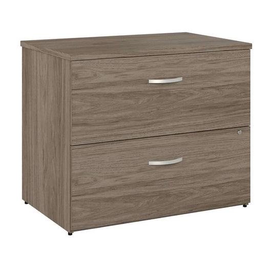 Bush Furniture - Hybrid 2 Drawer Lateral File Cabinet in Modern Hickory - Assembled - HYF136MHSU-Z veiw 1