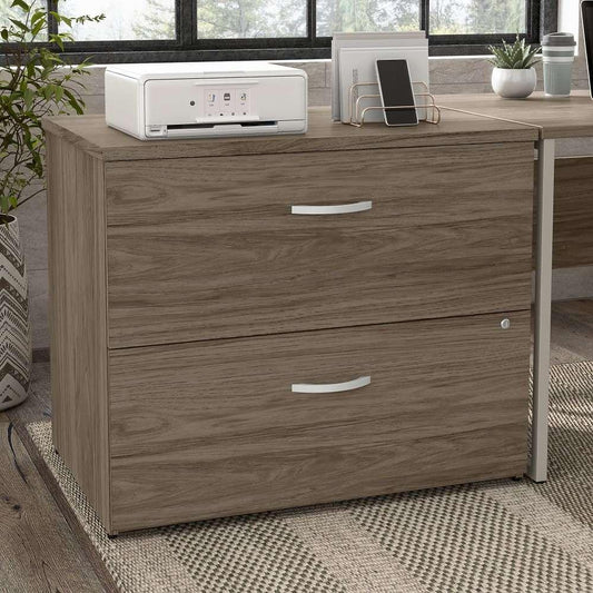 Bush Furniture - Hybrid 2 Drawer Lateral File Cabinet in Modern Hickory - Assembled - HYF136MHSU-Z veiw 2