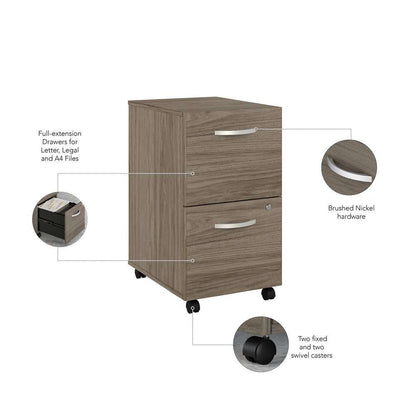 Bush Furniture - Hybrid 2 Drawer Mobile File Cabinet in Modern Hickory - Assembled - HYF116MHSU-Z veiw 1