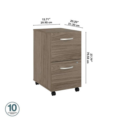 Bush Furniture - Hybrid 2 Drawer Mobile File Cabinet in Modern Hickory - Assembled - HYF116MHSU-Z veiw 4