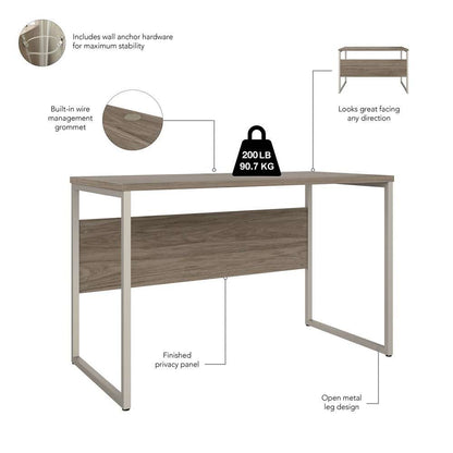 Bush Furniture - Hybrid 48W x 24D Computer Table Desk with Metal Legs in Modern Hickory - HYD148MH veiw 3