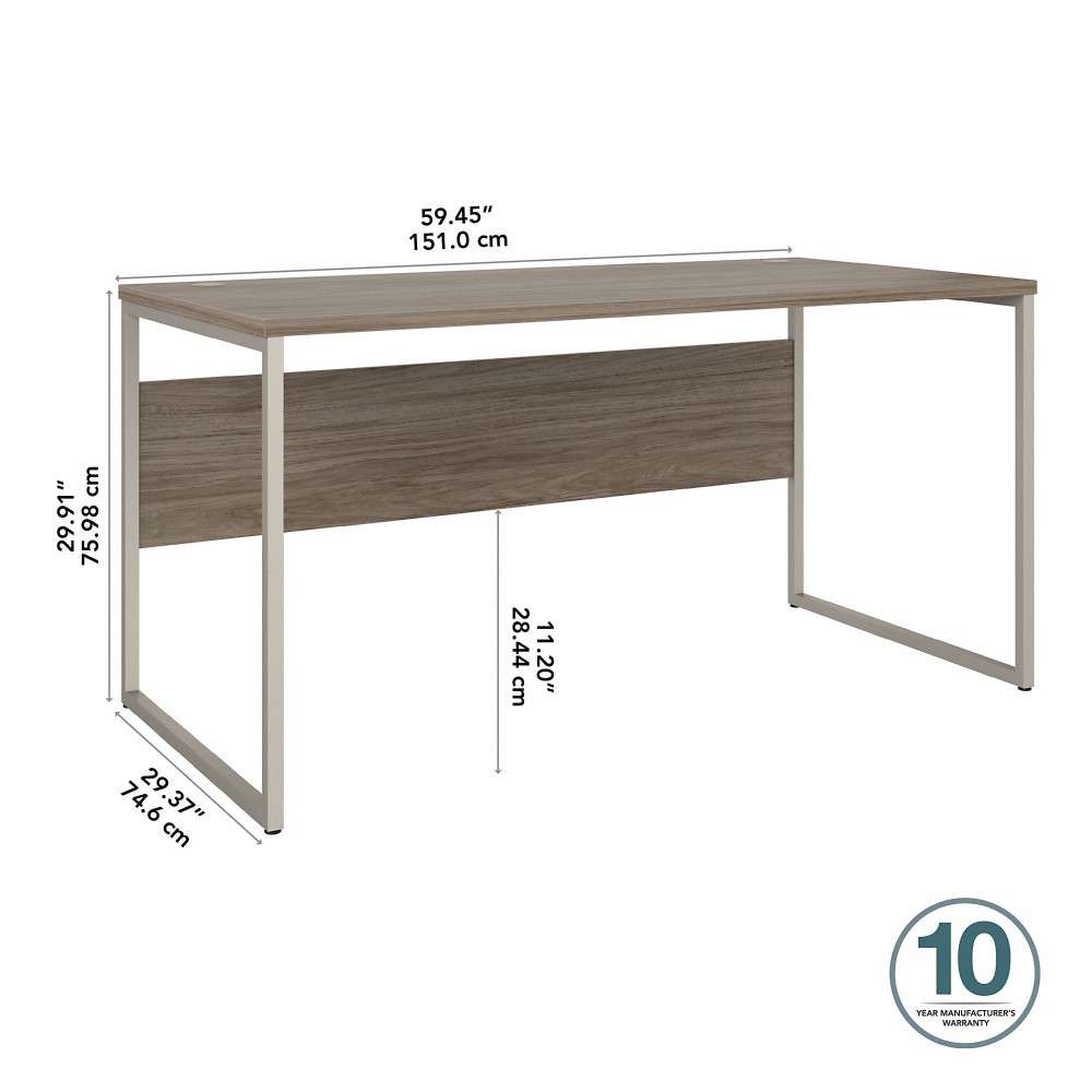 Bush Furniture - Hybrid 60W x 30D Computer Table Desk with Metal Legs in Modern Hickory - HYD360MH veiw 5